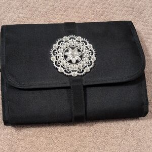 3/$15 Chic Black Travel Toiletries Foldup Bag And Tons Of Pockets EUC